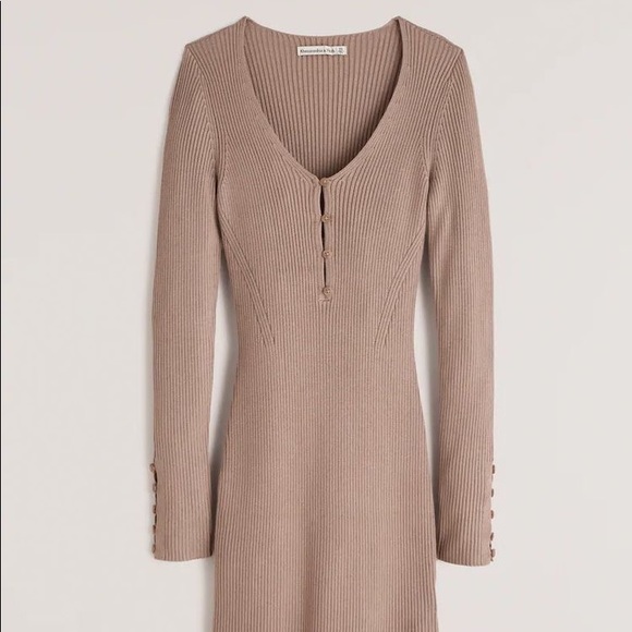 Ribbed Henley Sweater Dress 